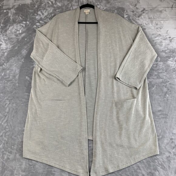 DONNI‎ Open Front Long Cardigan Women's OS Sandy Gray Duster Pockets Fall (0633) - Picture 1 of 7